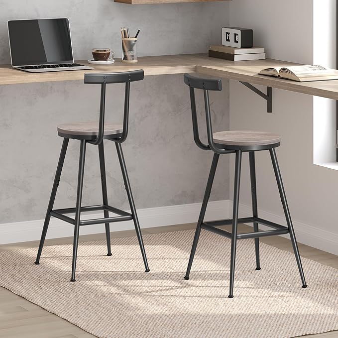 Bar Stools, Metal Frame, Adjustable Feet, Easy Assembly, - Image 6