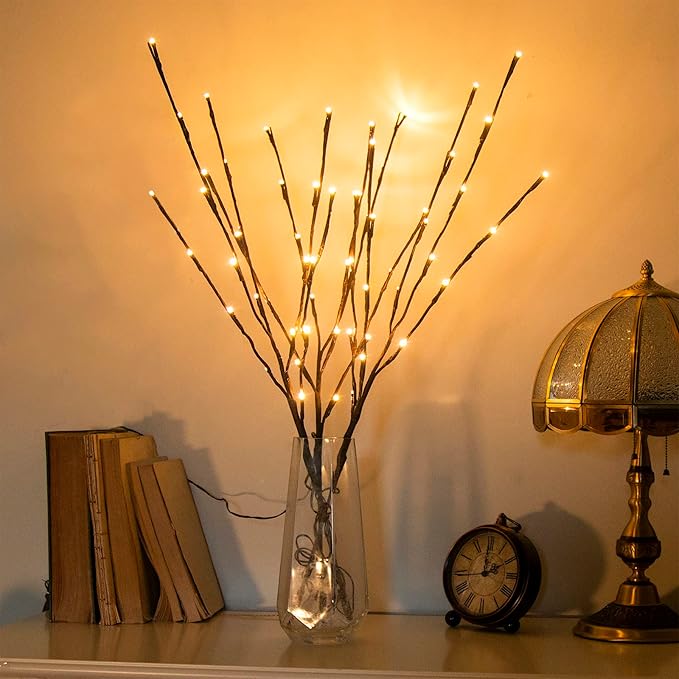 Vanthylit 3PK 30" Brown Lighted Twig Branches Pathway Light 60 LED Warm White by Vanthylit