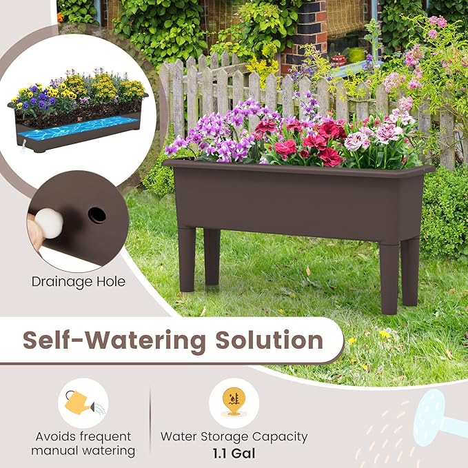 Giantex Raised Garden Beds Outdoor Set of 2, Self-Watering Planter Box - Image 5