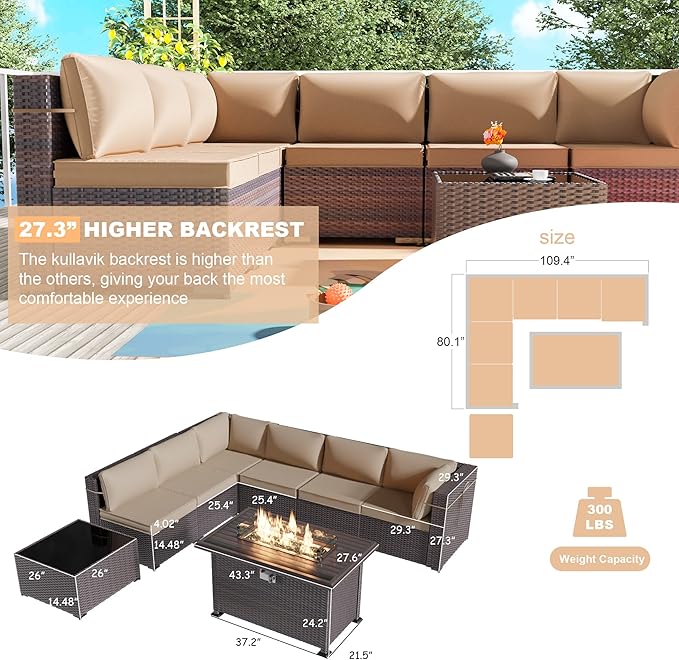 Kullavik 8 Pieces Outdoor Patio Furniture Set - Image 5