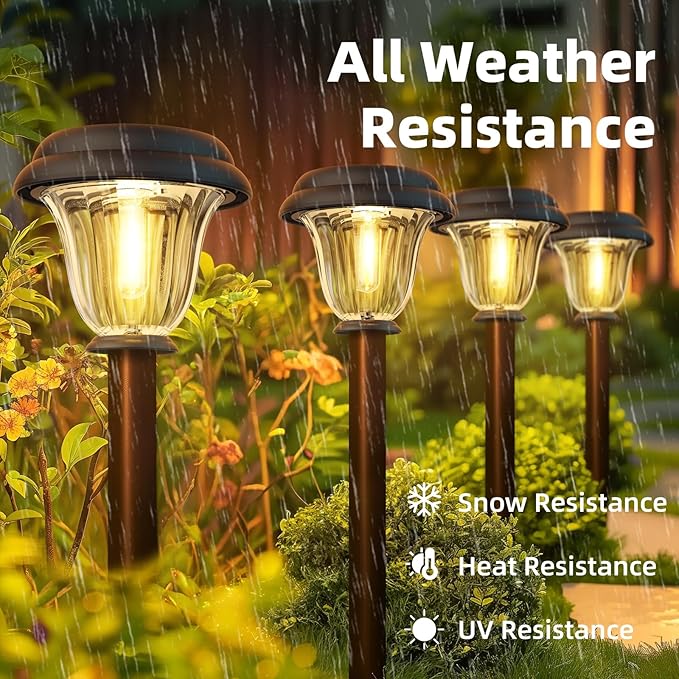 Solar Lights Outdoor, 6 Pack Metal Solar Pathway Lights, Heavy Duty Stainless - Image 4