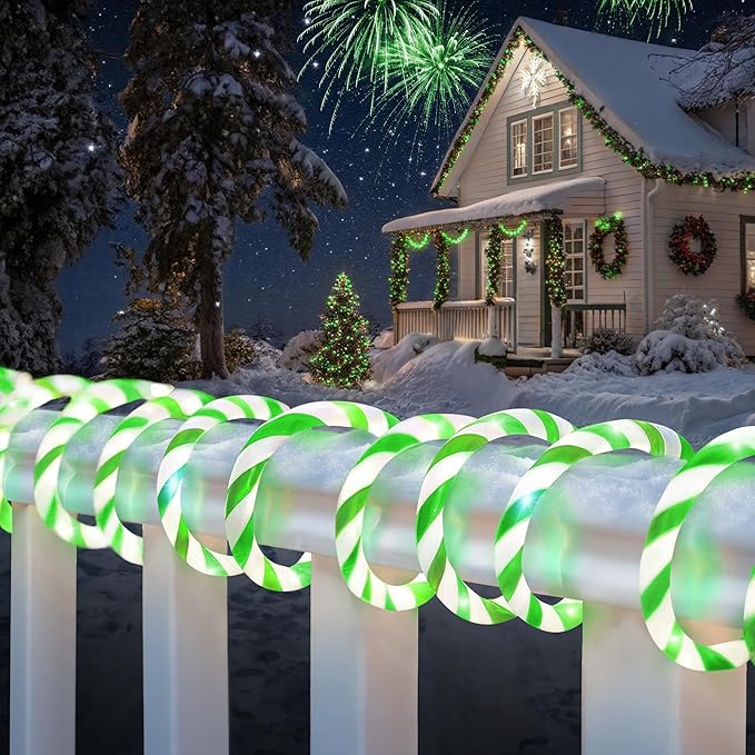 Jnaurb Christmas Candy Cane Lights, 33ft 240 LED Connectable Flexible White & by Jnaurb