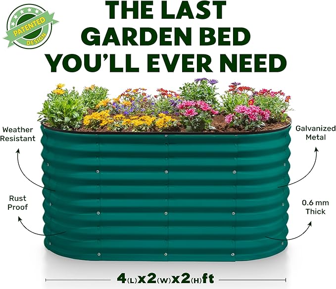 Plant & Plot Galvanized Raised Garden Beds Outdoor // 4×2×2 ft Planter Raised - Image 5