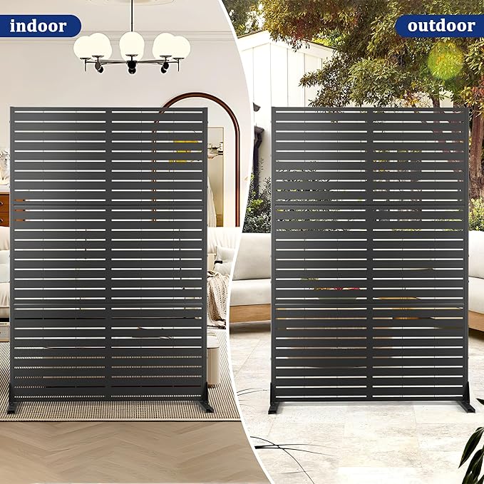 Metal Privacy Screen with Stand 72" H×47" W Outdoor Freestanding Privacy Screen - Image 6
