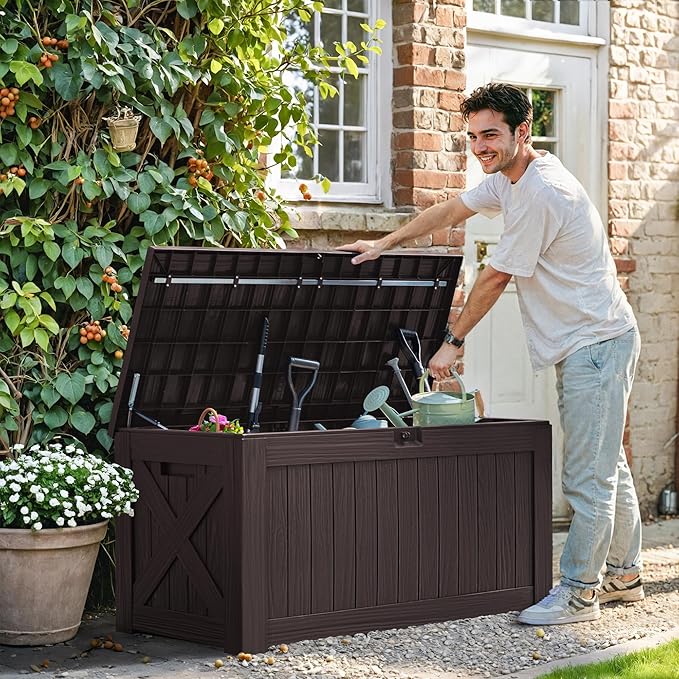 Greesum 120 Gallon Deck Box, Resin Outdoor Storage Container - Image 2