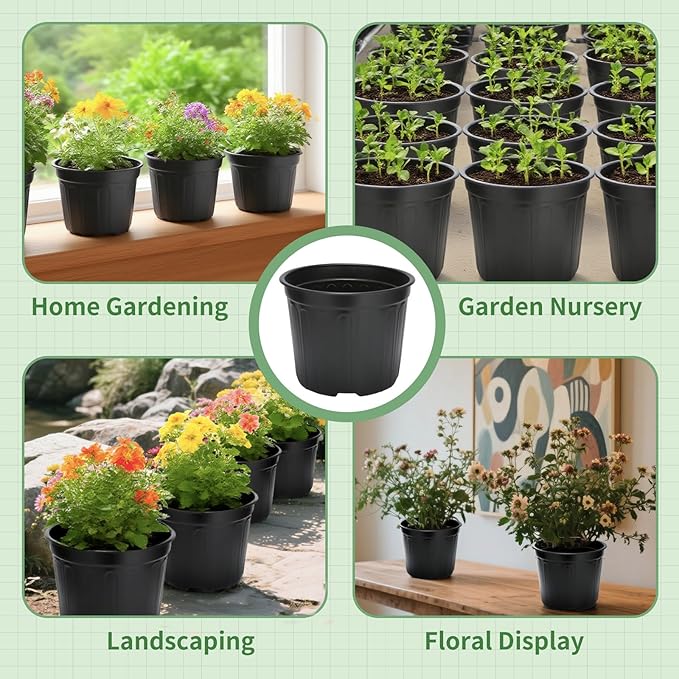 40 Pack 3 Gallon Nursery Plant Pots, 10 Inch Plastic Garden Flower Seedling - Image 7