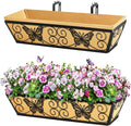 2 Pack 24 Inch Window Boxes Planters Railing Planter Box by KarlliuHOMEGARDEN