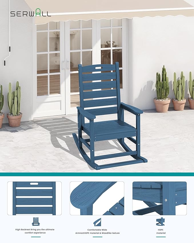 SERWALL Outdoor Rocking Chair Set of 2, Oversized Rocking Chair - Image 6