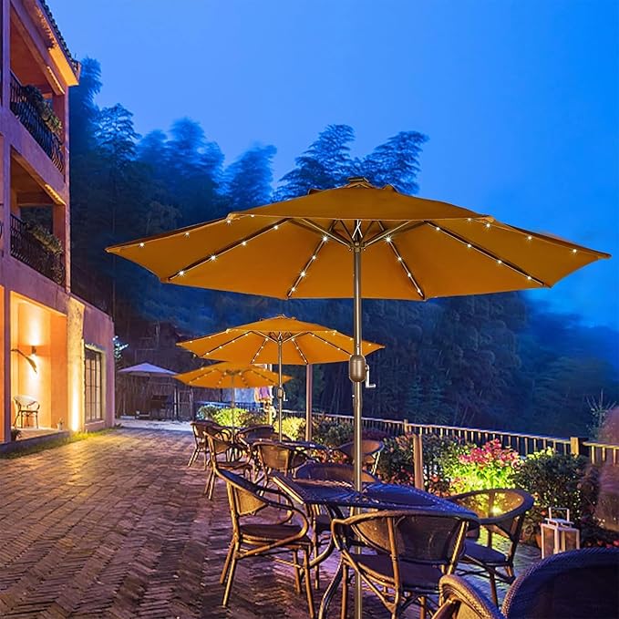 Blissun 9 ft Solar Umbrella 32 LED Lighted Patio Umbrella Table Market Umbrella - Image 6