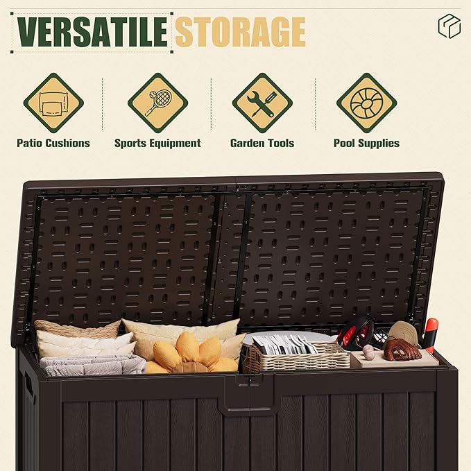 JUMMICO 250 Gallon Outdoor Resin Deck Box - Image 3