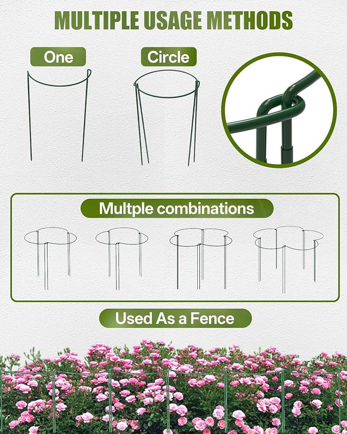 Joyhalo 12 Pack Peony Cages and Supports, 32 Inch Adjustable Plant Stakes - Image 7