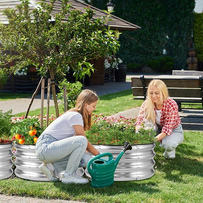 JERIA Raised Garden Bed, Galvanized Raised 2 PCS 2×2×1ft Planter Boxes Outdoor - Image 6