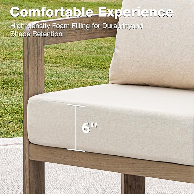Outdoor Couch Aluminum Patio Furniture, 3-Seat All-Weather Metal Modern Patio - Image 4