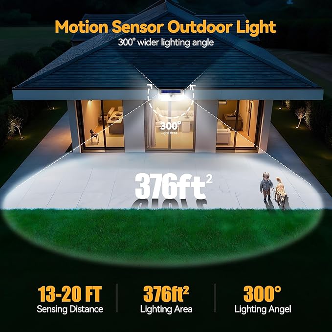 TECKNET 461 LED Solar Powered Outdoor Lights, 270° Angle & 3 Lighting Modes - Image 6