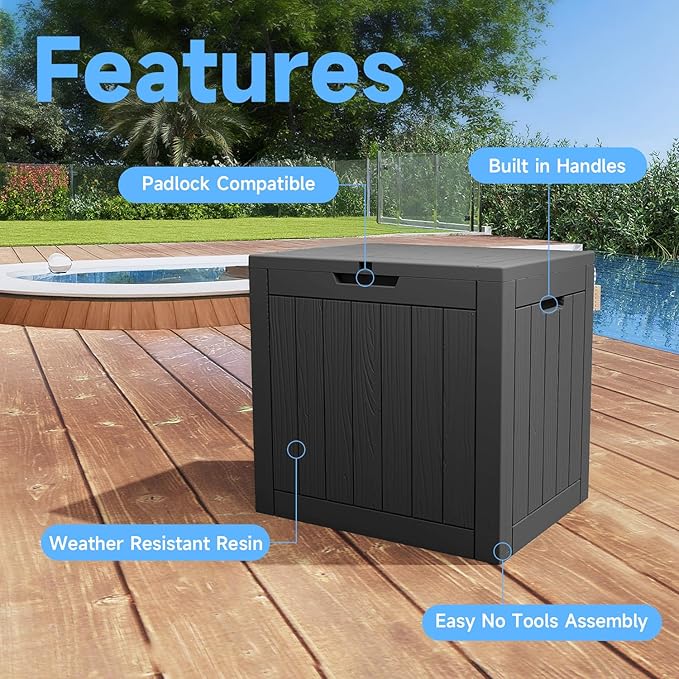 EasyUp 36 Gallon Outdoor Storage Box Waterproof, Resin Outdoor Deck Box - Image 3
