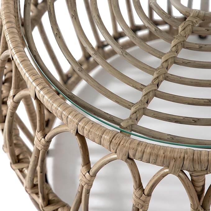 Furniture of America Ysar Boho Rattan Round Coffee Table Outdoor - Image 12
