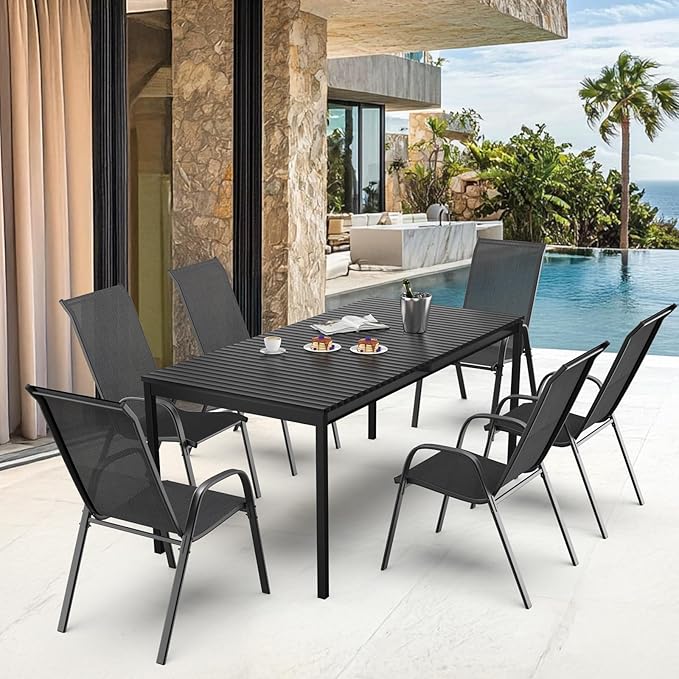 VINGLI Patio Chairs Set of 4 – Stackable Outdoor Dining Chairs - Image 9
