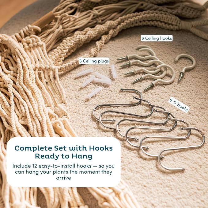 Nook Theory 6-Pack Macrame Plant Hangers - Image 3