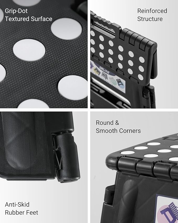 Delxo Folding Step Stool, 13 inch Non-Slip Foldable Stools Up to 300 LBS - Image 7