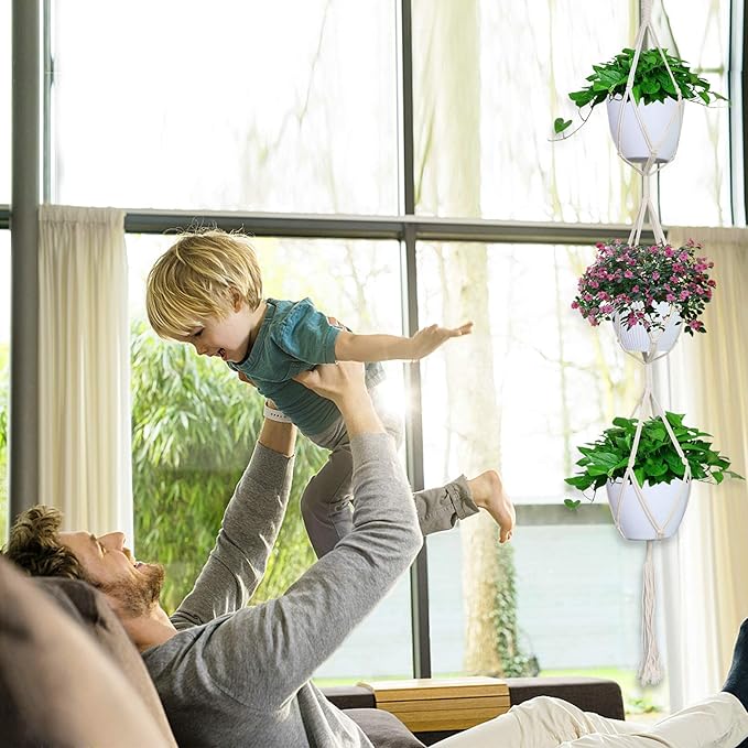 IGaiety Macrame Plant Hanger 5 Pcs Indoor Outdoor Hanging Plant Holders - Image 5