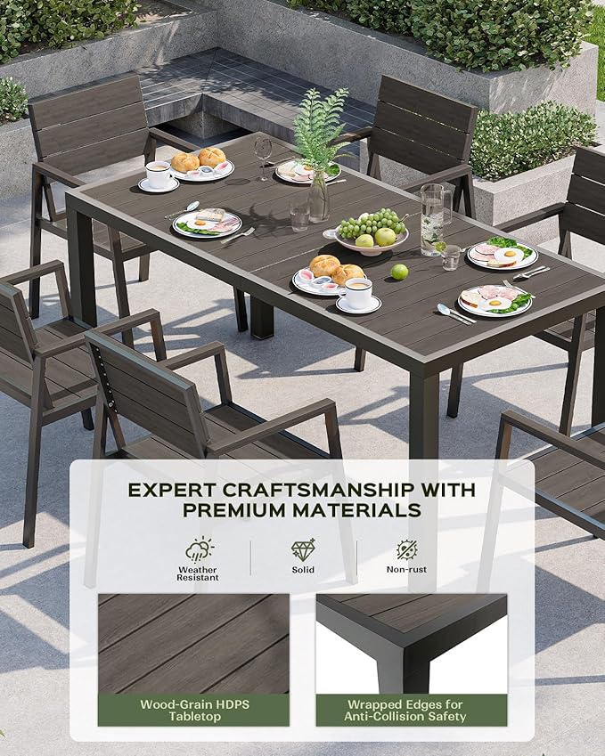Outdoor Dining Chairs Set of 2, HDPS + Aluminum Patio Dining Chairs - Image 2