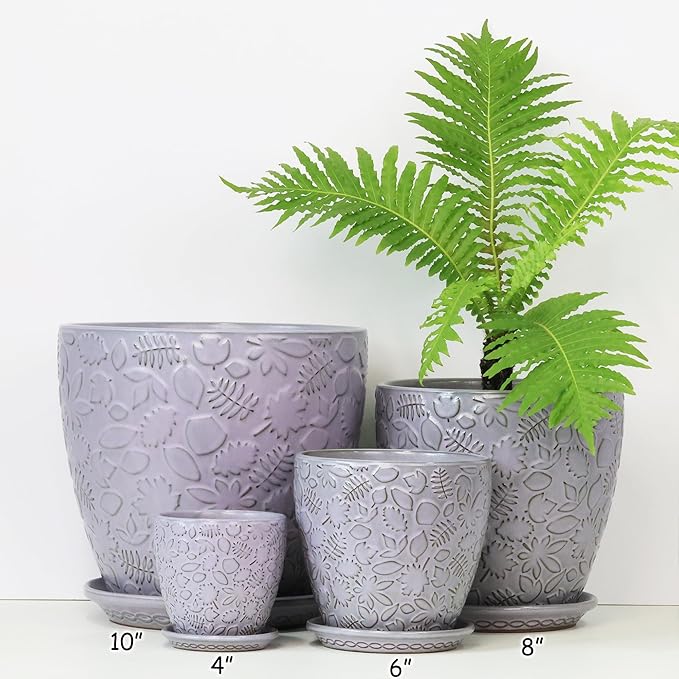 8 Inch + 6 Inch Retro Ceramic Planter Set of 2 - Image 5