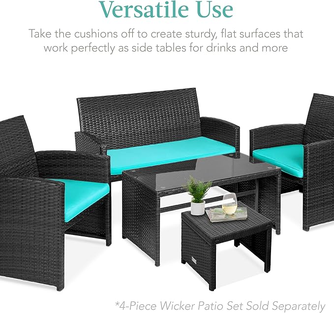 Best Choice Products Set of 2 Wicker Ottomans, Additional Seating, Side Table - Image 5