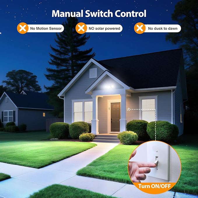 Onforu 75W Flood Lights Outdoor, 7000LM Brightness Security Lights Switch - Image 5