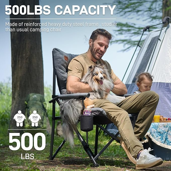EVER ADVANCED Padded Oversized Folding Camping Chair - Image 3