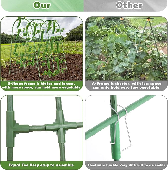 Cucumber Trellis for Raised Bed, Garden Arch Trellis for Climbing Plants Outdoor - Image 3