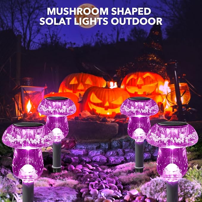 Solar Lights Outdoor, 8 Pack Mushroom Lights Outside Waterproof, Solar Powered - Image 2