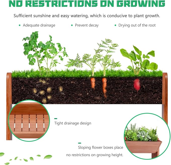 DoCred Vertical Wooden Raised Garden Bed, 5 Tier Garden Planters Freestanding - Image 7