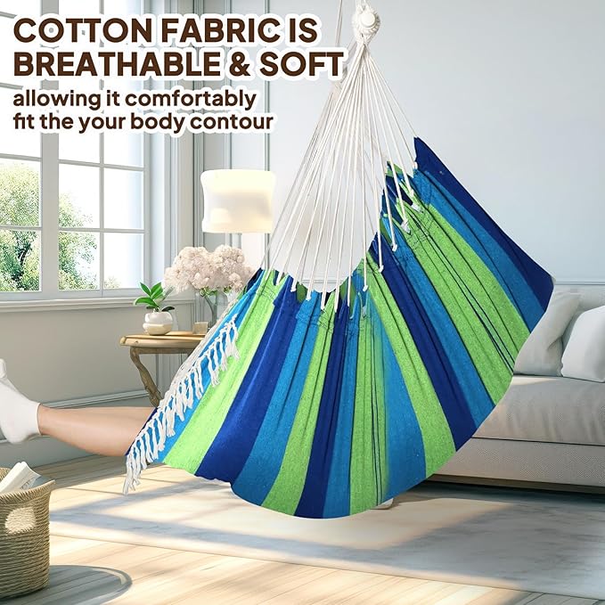 Chihee Hammock Chair 4.9ft x 3.9ft Max 500 Lbs Widen Hanging Swing 2 Cushions - Image 2