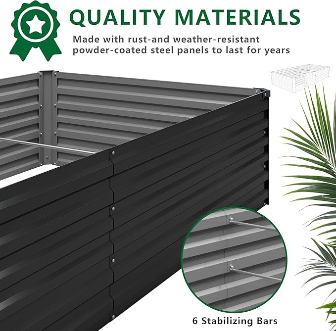 12x4x1.5FT Galvanized Raised Garden Bed, Vegetable Boxes-Rectangle Metal Flower - Image 4