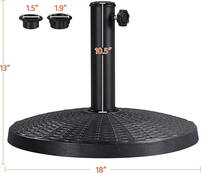 Yaheetech 22 lbs Heavy Duty Outdoor Umbrella Base 18" Round Patio Umbrella - Image 2