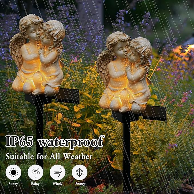 Solar Garden Angel Lights, Waterproof Outdoor Garden Angels Statue Decorations - Image 5