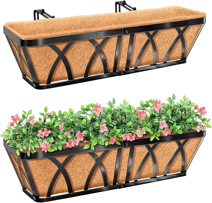 Riare 2 Pack 24 Inch Metal Railing Planter Window Box by Riare