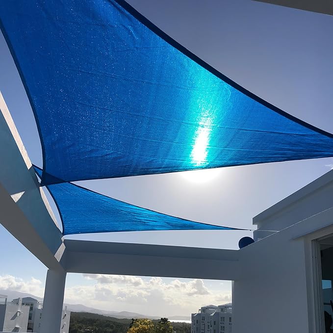 SUNNY GUARD Sun Shade Sail 16'x16'x16' Triangle Blue UV Block Sunshade by SUNNYGUARD