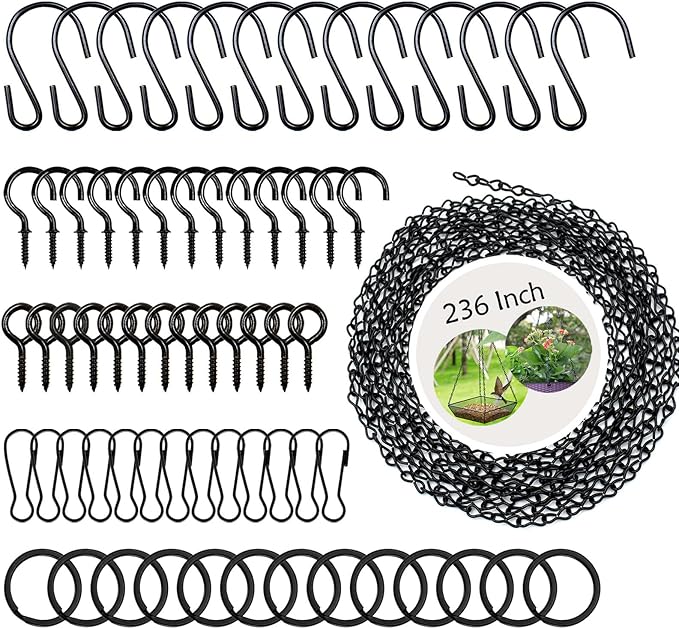 YINGFENG 236 Inch Black Metal Hanging Chains and Hanging Basket Hooks Set by YINGFENG