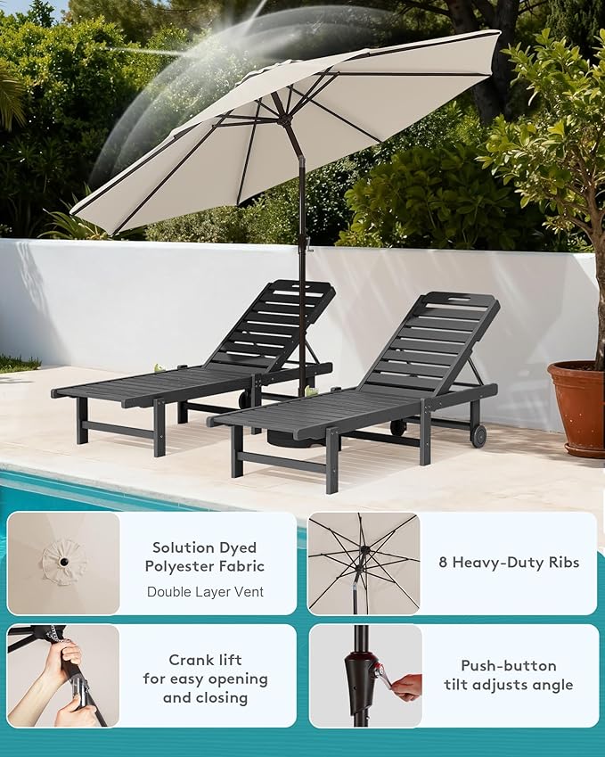 SERWALL Outdoor Chaise Lounge Set of 2 - Image 5