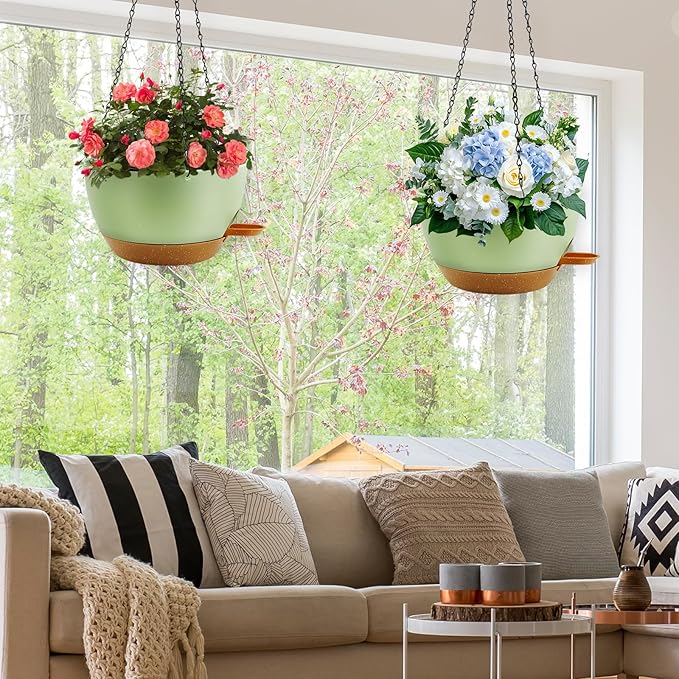 12 inch Hanging Planters for Indoor Plants, 2 Pack Self-Watering Hanging - Image 2