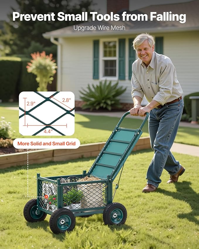 VEVOR Rolling Garden Cart with Seat, Metal Rolling Garden Work Seat with Wheels - Image 5