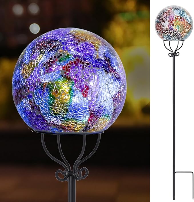 VCUTEKA Solar Outdoor Lights Garden Decor Mosaic Solar Garden Lights Waterproof by VCUTEKA