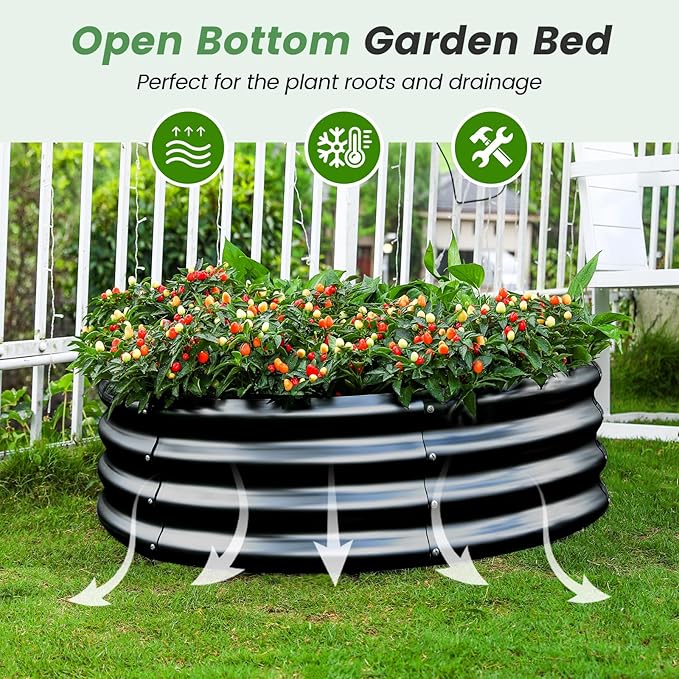 Land Guard 3×3×1ft Galvanized Raised Garden Bed Kit, Round Galvanized Planter - Image 5