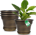 Plant Planters Pots Set of 4 Pack 11 Inch, Plastic Flower Pot by Fodetyff