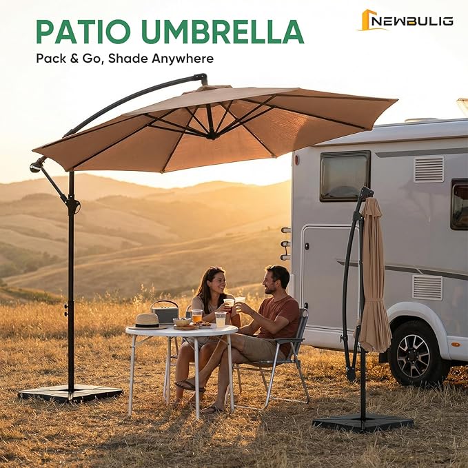 NEWBULIG 10FT Patio Umbrella, Offset Cantilever Outdoor Patio Table Umbrella - Image 9
