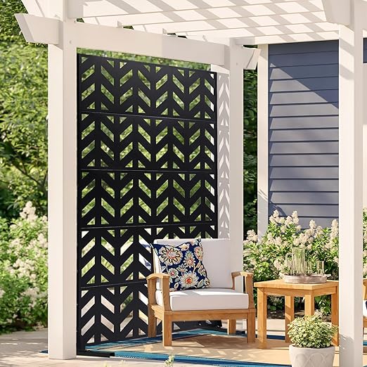 VEVOR Metal Privacy Screen, Outdoor Privacy Screens 5-Panel, Freestanding - Image 8