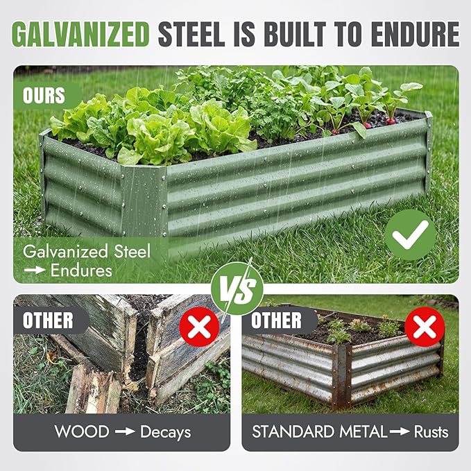 INNO STAGE 2 Pcs 4×2×1ft Galvanized Raised Garden Bed Kit, Galvanized Planter - Image 3