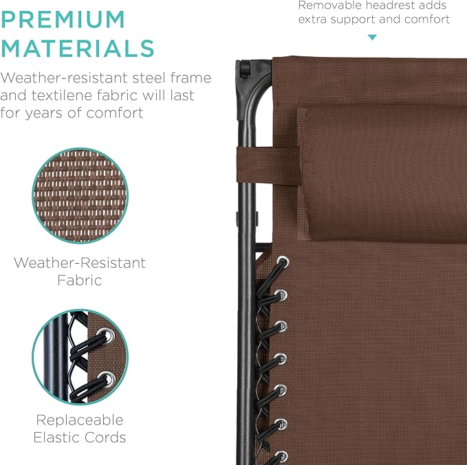 Best Choice Products Folding Zero Gravity Outdoor Recliner Patio Lounge Chair - Image 6