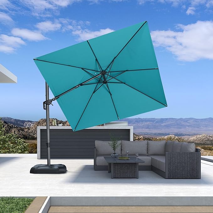PURPLE LEAF 9' X 9' Left-right Tilt Patio Umbrella Outdoor Cantilever Swivel by PURPLELEAF